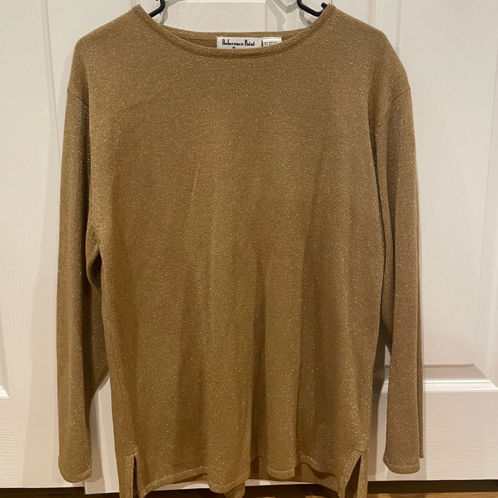 Vintage gold shimmery reference point petite sweater